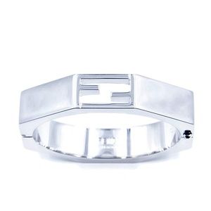 Fendi FF Logo Geometric Heavy Metallic Cuff Bangle